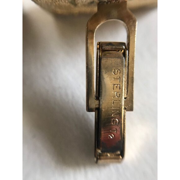 Vintage 1950's Square Cufflinks With Green Inlaid Gold Edges Stamped Sterling - Picture 7 of 10